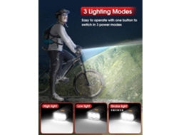 Luz LED para mountain bike TK3, recarregável por USB, potente e duradoura, para passeios noturnos, CXC