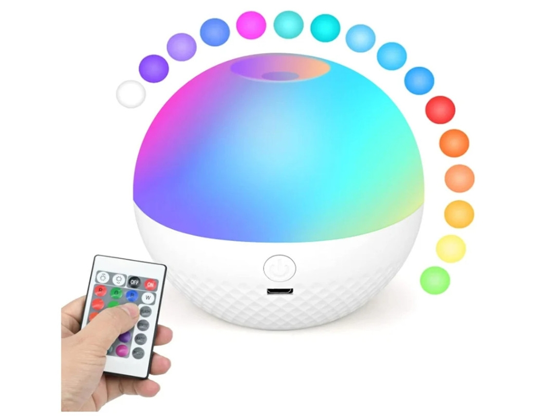 Luz Noturna Infantil Bestvite Pgd 01 Touch Led Com Controle Remoto 16 Mudanças De Cor Brilho Ajustável Usb Recarregável Branco