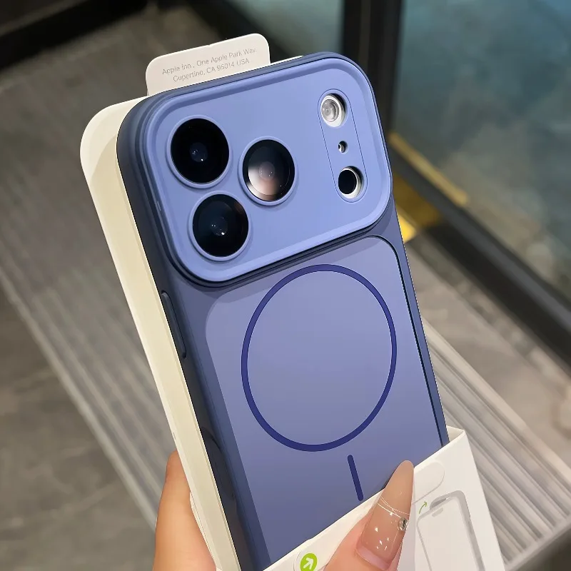 Capa Transparente Magnética Para Iphone 12 Pro Max (azul Escuro), Carregamento Sem Fio, Capa Protetora De Luxo.