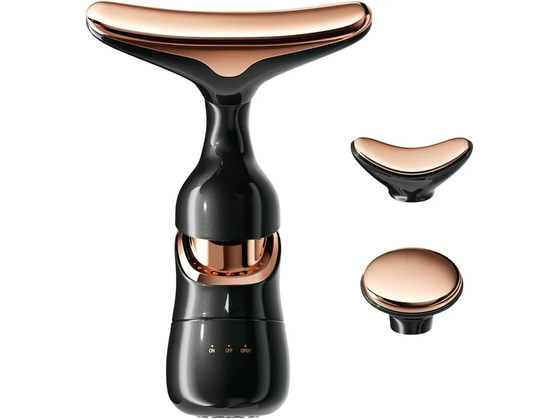 Dispositivo De Beleza Abrangente Massageador Facial E Pescoço 3 Em 1 Com Vibração Para Maior Elasticidade Da Pele Preto Bestvite