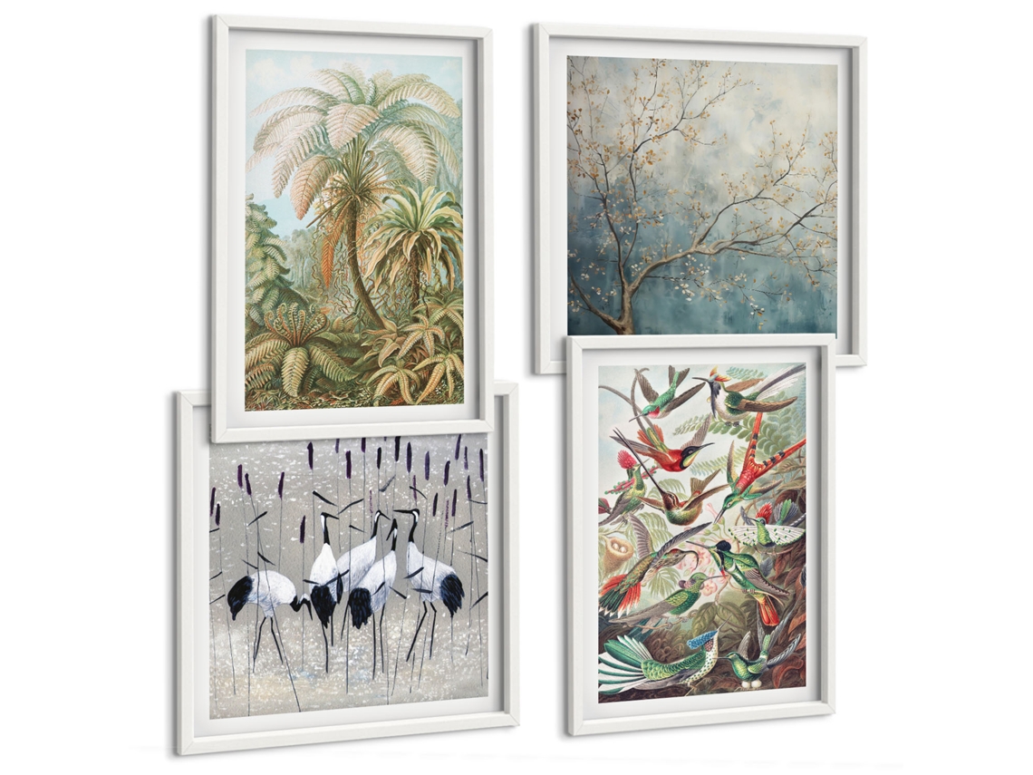 Composição De Quadros Paisagens De Montanha E Retratos Espelharte (4 Peças)