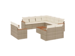 Conjunto de 12 Sofás para Jardim com Almofadões Vime Pe Bege MAISON EXCLUSIVE