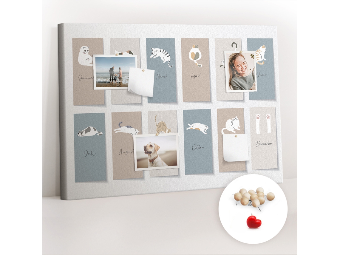 Painel De Cortiça Para Parede Calendário De Gatos Para O Corredor Espelharte (100x70 Cm)