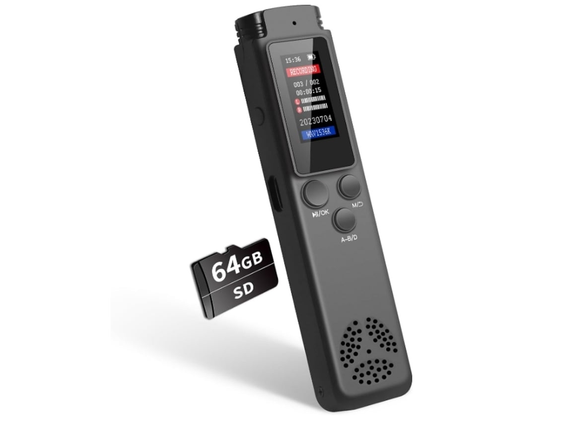 Lurelia Gravador De Voz Digital 64gb Com Ativação Por Voz, Redução De Ruído, Reprodução Mp3 Para Reuniões, Aulas, Palestras - Vermelho