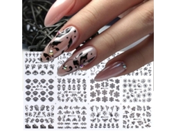 Conjunto de 12 Adesivos Pretos para Unhas, com Design 3d, Adequados para Materiais em Gel, Pó e Plástico. MDUG