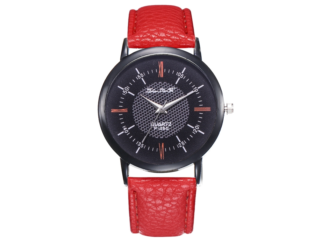 Reloj Analógico Unisex Pareja Cuero Pu Pulsera Quartzo Rojo