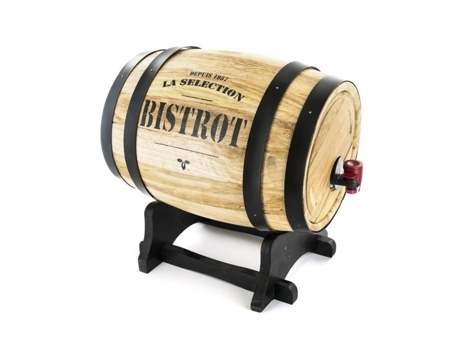 Distribuidor de vinho - THE CONCEPT FACTORY - Barril - 3 L - Madeira - Preto