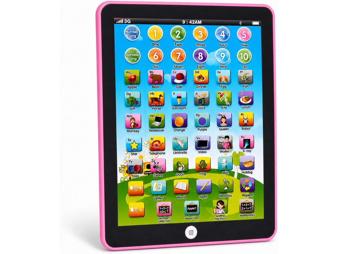 Tablet de Aprendizagem Eifson Sem Ecrã ABC Números Palavras Música - Rosa