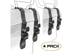Linjou 4 Peças Ganchos Mágicos Para Reposo De Cabeças De Carro, Suporte Para Portar Bolsas (preto)
