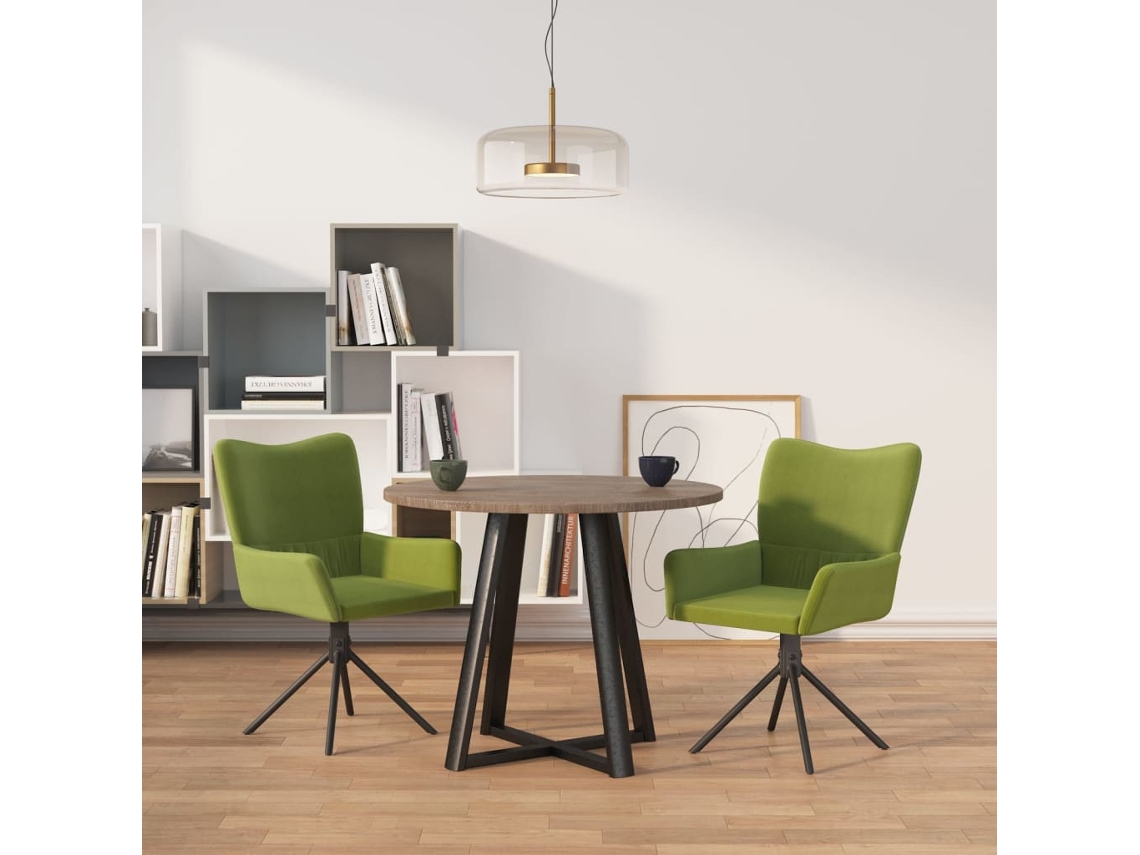 Vidaxl Cadeiras De Jantar Giratórias 2 Pcs Veludo Verde-claro