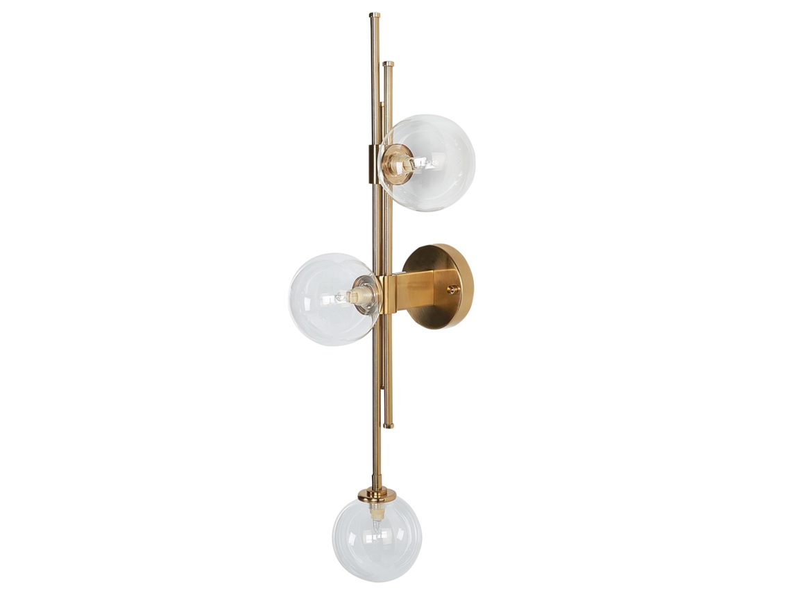 Candeeiro de parede para 3 lâmpadas em metal dourado TULIJA