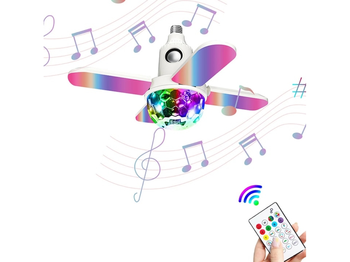Luminária de parede LED de 50W com alto-falante Bluetooth - Lâmpada musical Bluetooth Big Magic Ball de quatro folhas, 3000-8000K
