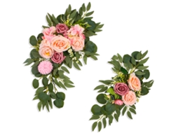 Laxiscreed Torre De Casamento Com Flores Artificiais E Plaque De Boas-vindas Rosa Para Eventos