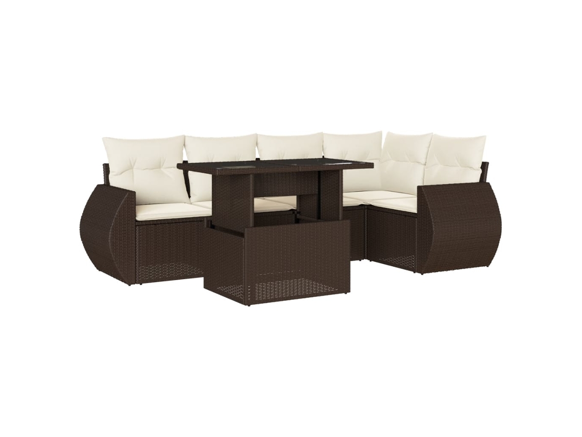 Conjunto de 6 Sofás Jardim com Almofadões Vime Pe Castanho MAISON EXCLUSIVE (80x200 cm)