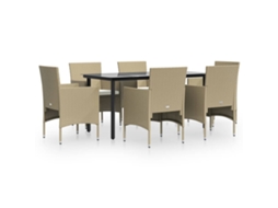 Maison Exclusive - 7 Pcs Conjunto De Jantar P/ Jardim C/ Almofadões Bege E Preto