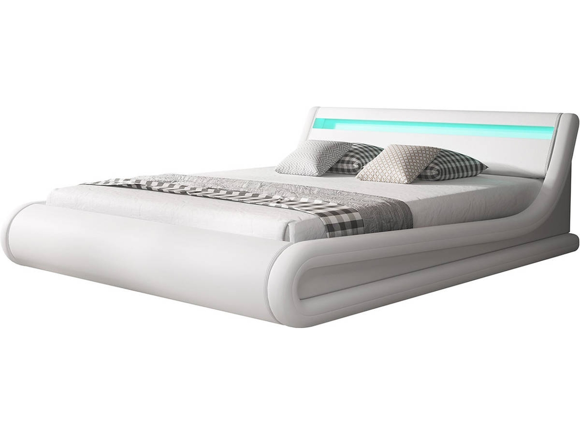 Cama Parisina MÓVEIS BONITOS (Branco - Polipele - Compatível com Colchão 160x200cm - com Estrado Elevatório)