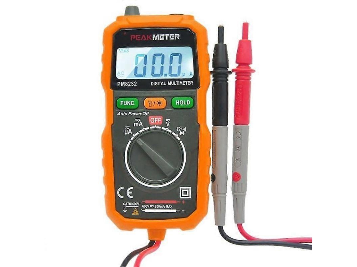 Multímetro Digital Mini Sem Contato Peakmeter Pm8232 Para Teste De Corrente E Tensão Cc E Ca Aquaforge