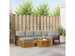 Vidaxl Conjunto De Sofás Para Exterior 7 Unid. Cinza Natural E Claro