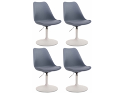 Conjunto de 4 cadeiras de jantar em plástico Maverick cinza/branco CLP