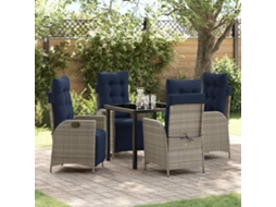Vidaxl Conjunto de Jantar para Jardim 5 Pcs Cinza e Preto Vime