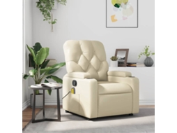 Vidaxl Poltrona De Massagens Reclinável Couro Artificial Cor Creme