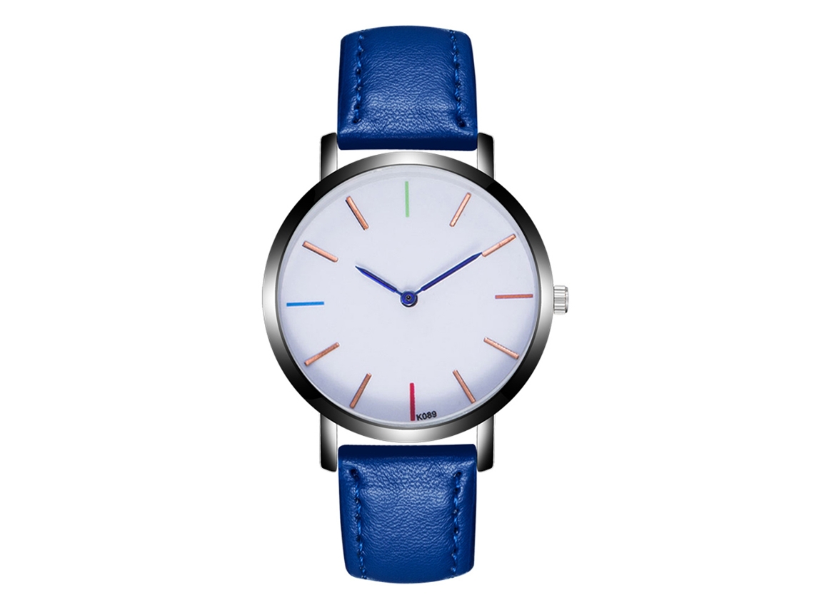 Relógio Masculino de Quartzo com Pulseira Pu Corrente Azul Royal Estilo Simples