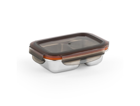 Recipiente para Alimentos CUITISAN Retangular Compartimentado (0.37L - Prata - 18.3 x 12.9 x 4.5 cm - Aço Inoxidável)