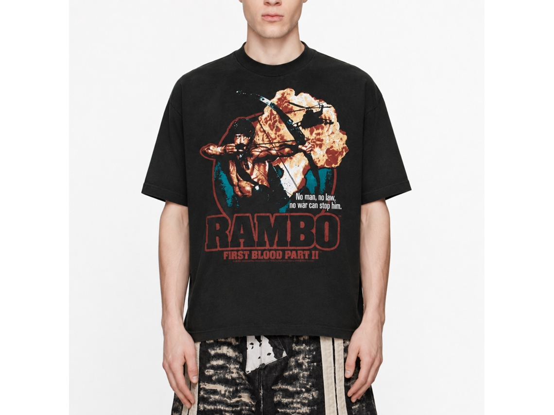 Rockinstone Rambo Movie 1st Blood Part Ii Black Adult T-shirt Size:xl