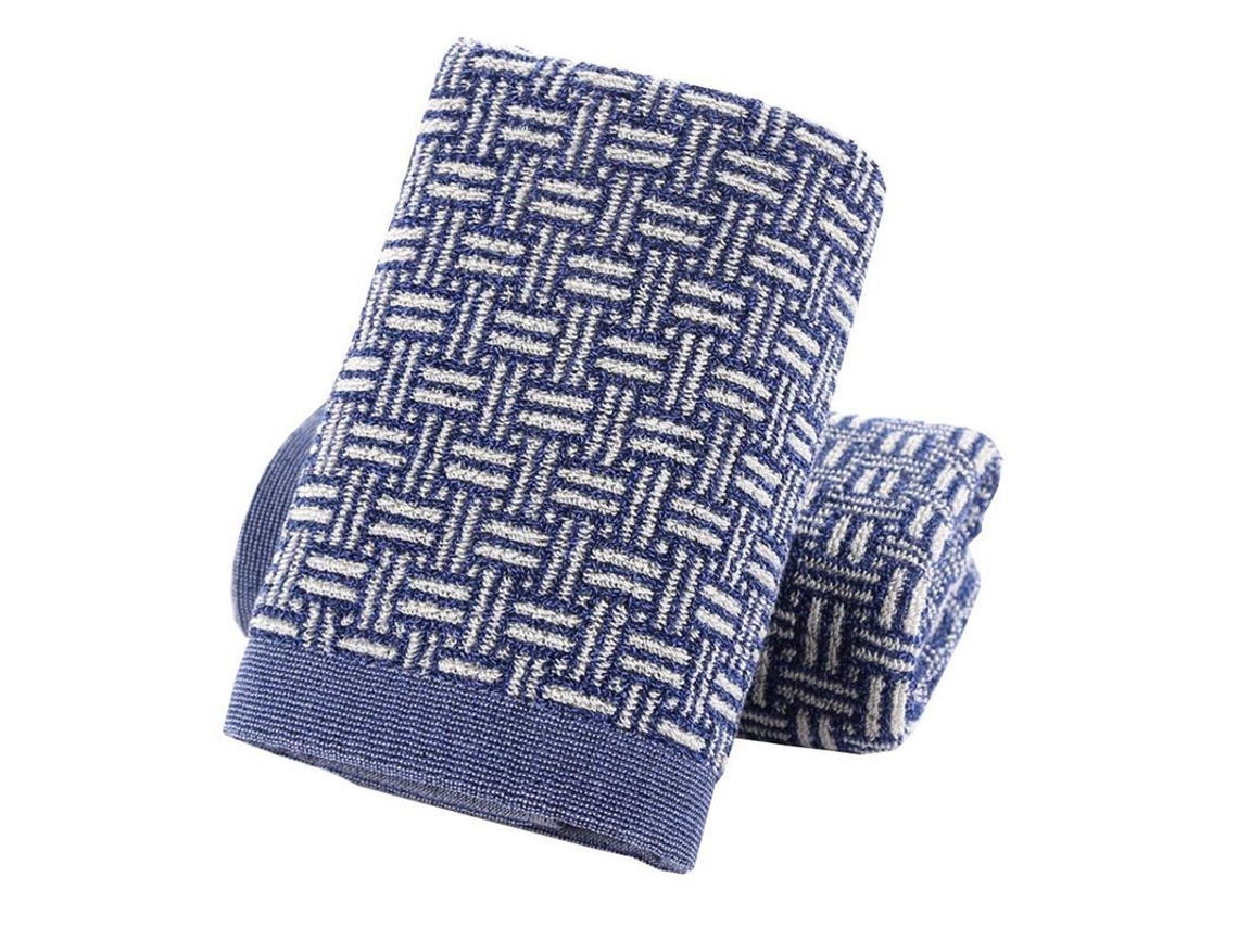 2026 conjunto de 2 Toalhas de Algodão Estampadas com Quadros Absorventes e Suaves para Banho 34x74 Cm Azul