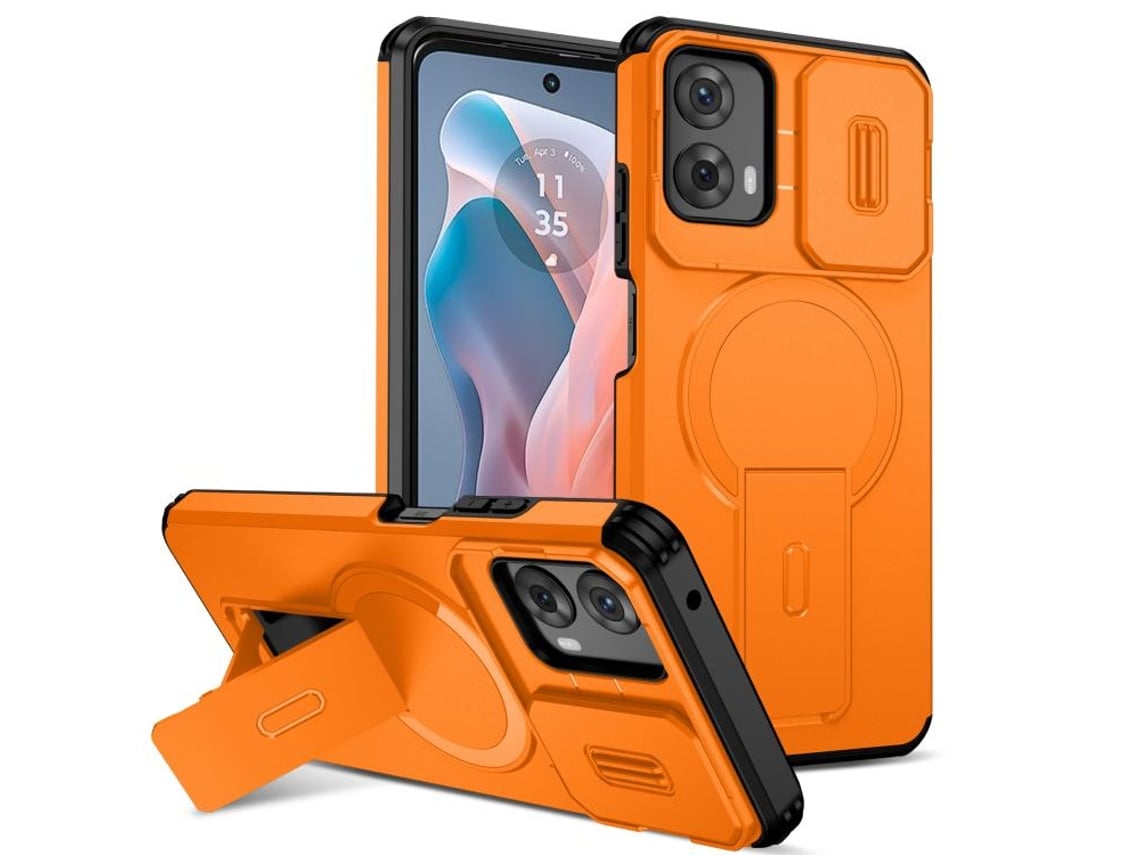 Capa Para Telemóvel Zruxe Compativel Com Motorola Moto G 5g / G Play 5g 2024 (suporte Magsafe - Proteção Deslizante - Laranja)