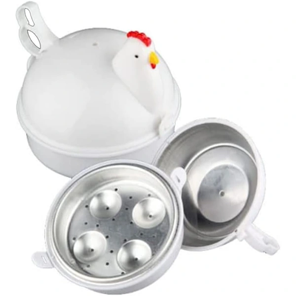Na/cozedor De Ovos No Vapor, Cozedor De Ovos Para Micro, Ondas 13, 5* 14* 14 Cm, Branco, 4 Ovos, Pode Ser Usado Para Aquecer Alimentos