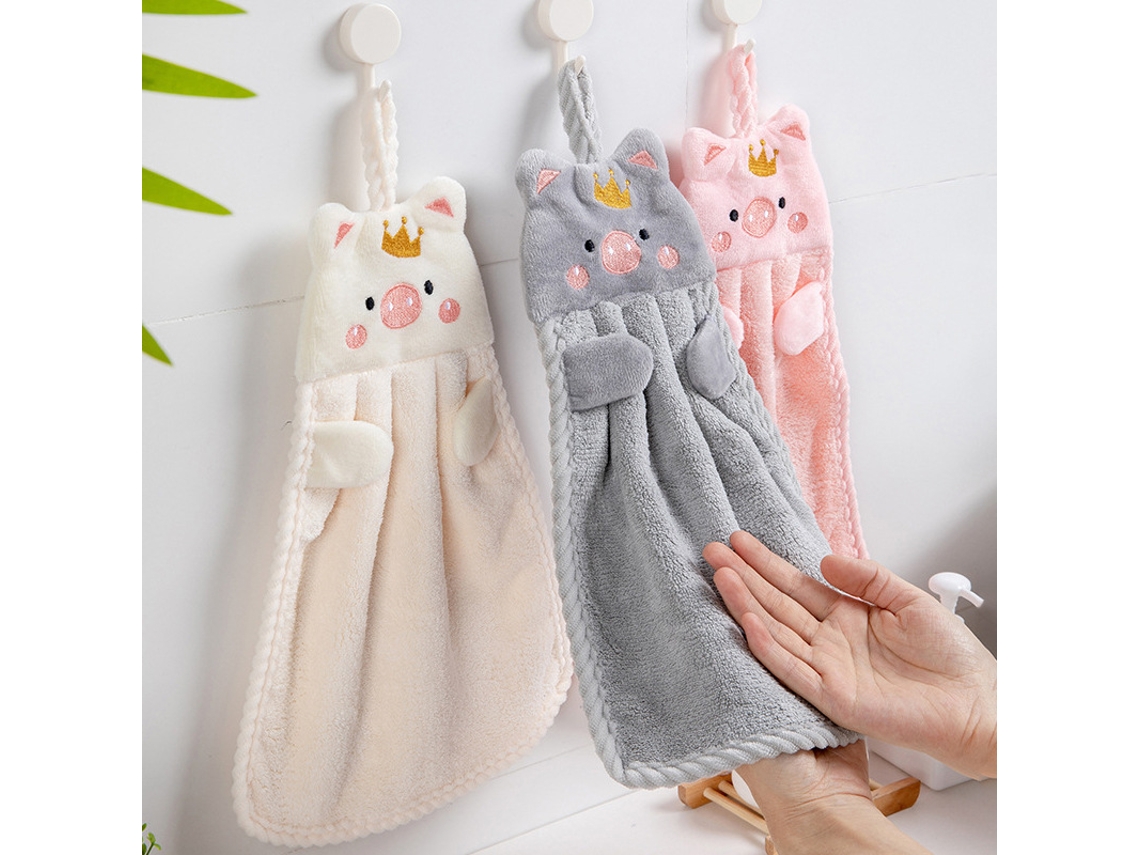 Conjunto de 3 Toalhas Infantis com Estampas de Animais Fofos, Absorventes e de Secagem Rápida BRILVIBERA