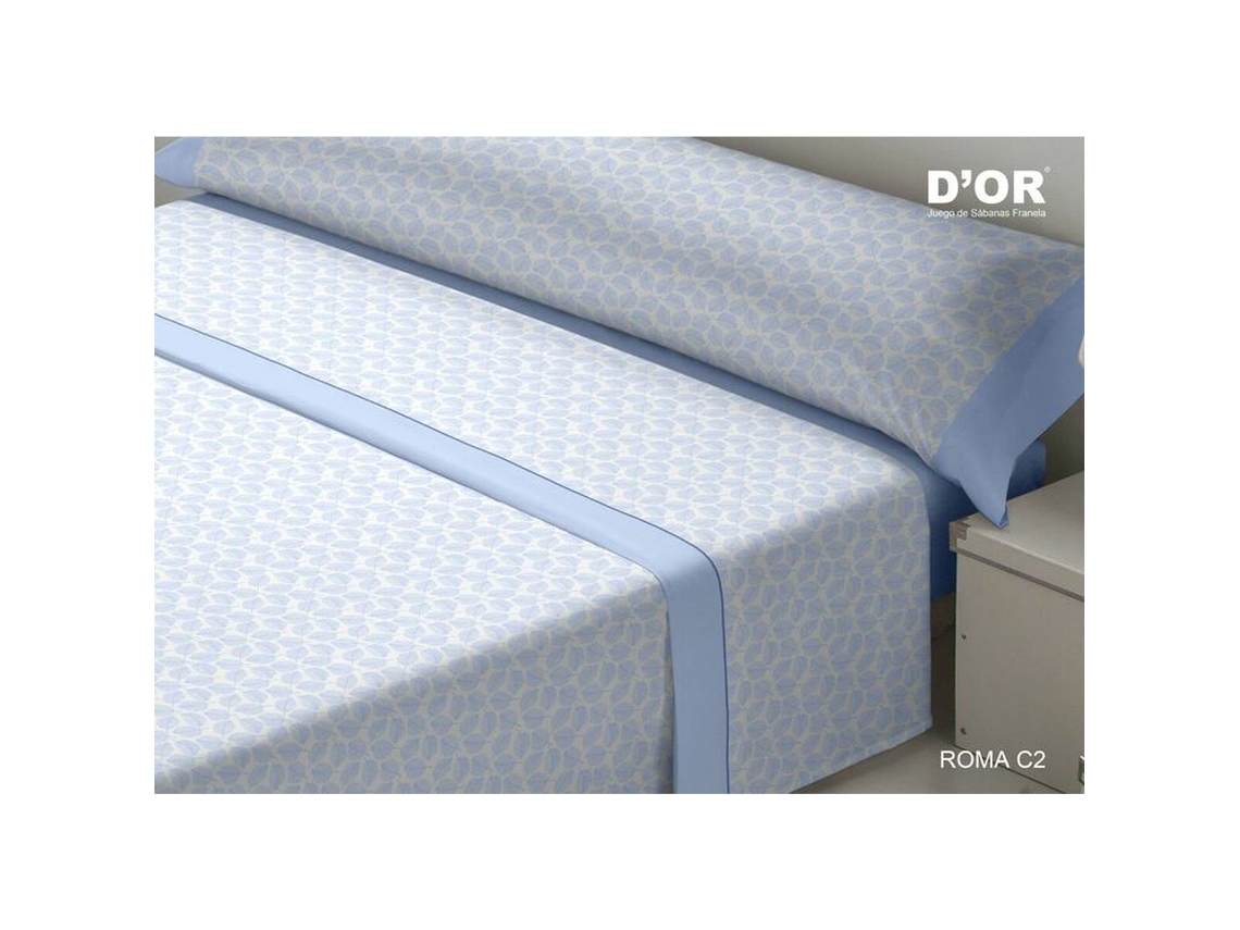 Conjunto De Lençol Dor Roma Algodão Azul (90x200)