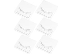 Conjunto de 6 pares de suportes adesivos para diversas cortinas, em plástico com design arredondado, firmes e resistentes.