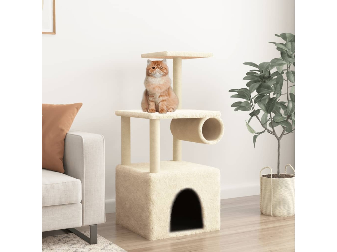 Vidaxl Árvore C/ Postes Arranhadores Sisal 109,5 Cm Creme