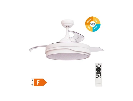 Ventilador De Teto Lentini Com Luz Led Regulável E Controle Remoto Branco Niaros (36w 3cct 3547lm Com Pás Retráteis)