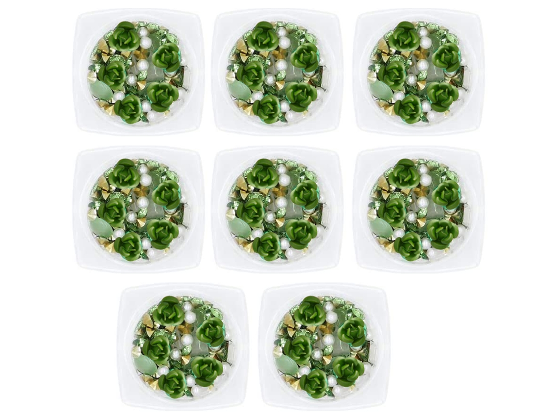 Conjunto De 8 Peças De Unhas Decoradas 3D Com Strass Rosas Pedras Preciosas Mistas Flor De Metal Pérola -St-09 ZMDECQNA 8 Un