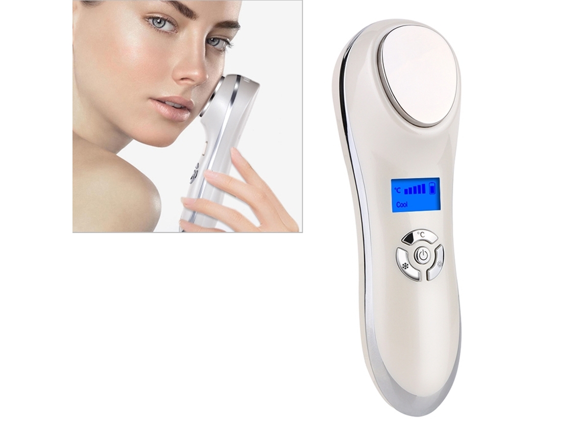 Massageador Facial Vibratório Com Crioterapia Ultrassônica (branco) Para Massagem Quente E Fria E Lifting.