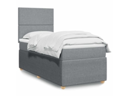 Vidaxl Cama Com Molas/colchão 100x200 Cm Tecido Cinzento-claro
