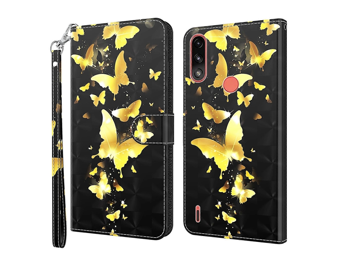 Capa Para Celular Motorola Moto E7i Power / E7 Power Com Estampa 3d Em Tpu + Couro Pu