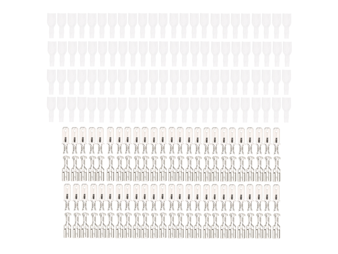 Kit De 200 Conectores De Fio Espátula 6.3mm Em Latão Com Revestimento De Estanho E Mangueira Isolante