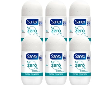 Desodorizante Roll On SANEX Zero% Extra Control 48H (6 x 50 ml)