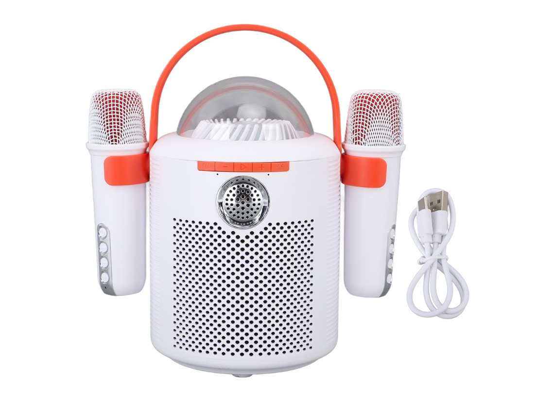 Máquina de Karaoke Mini com 2 Microfones, Sistema Portátil, Branco S/MARCA