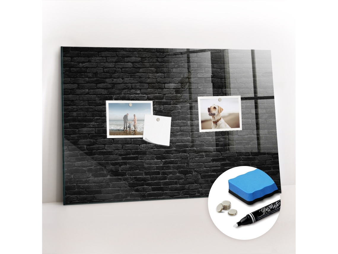 Quadro Magnético Decorativo Parede De Tijolos Escura Para A Sala De Estar Espelharte (60x40 Cm)