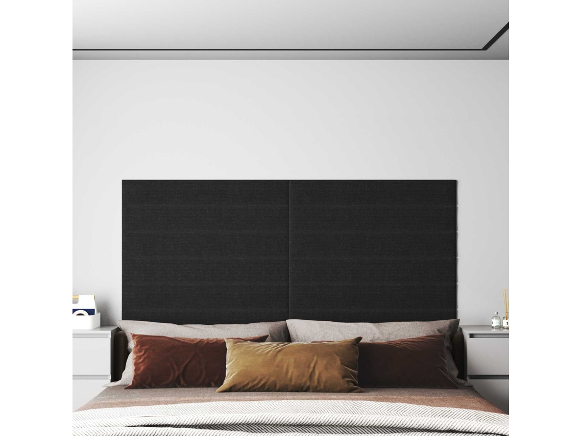 Vidaxl Cabeceira De Parede 12 Pcs 90 X 15 Cm Preto Tecido