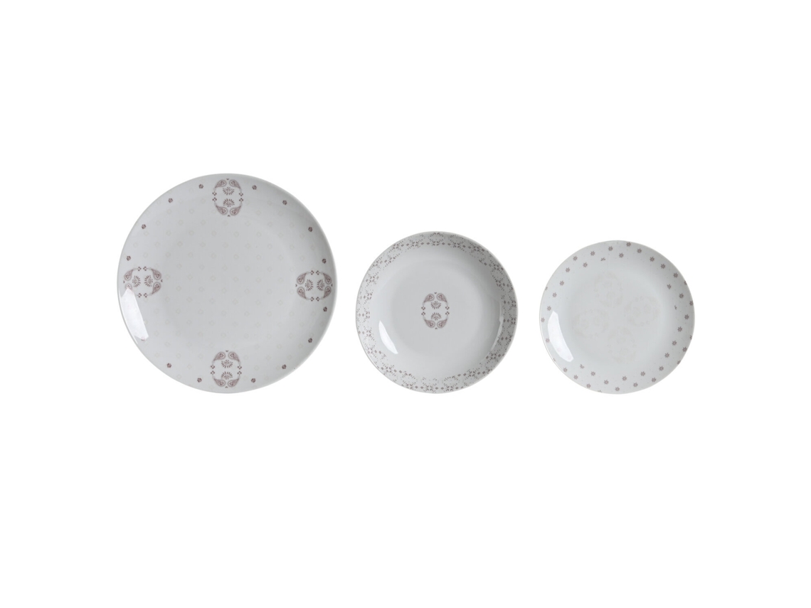 Conjunto de 18 Peças de Louça de Porcelana Rosa, 27x27x3cm ALEXANDRA HOUSE LIVING