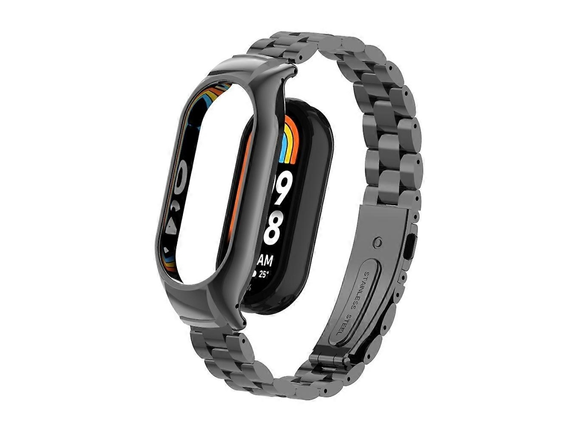 Caixa Metálica Integrada + Pulseira De Três Contas Para Xiaomi Mi Band 8