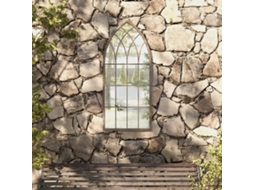 Vidaxl Espelho De Jardim P/ Uso Exterior Ferro 100x45 Cm Cor De Areia