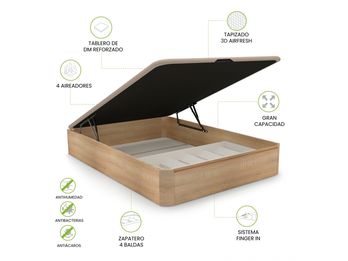 Sommier rebatível Luxury Plus 3D Carvalho 135x190 cm