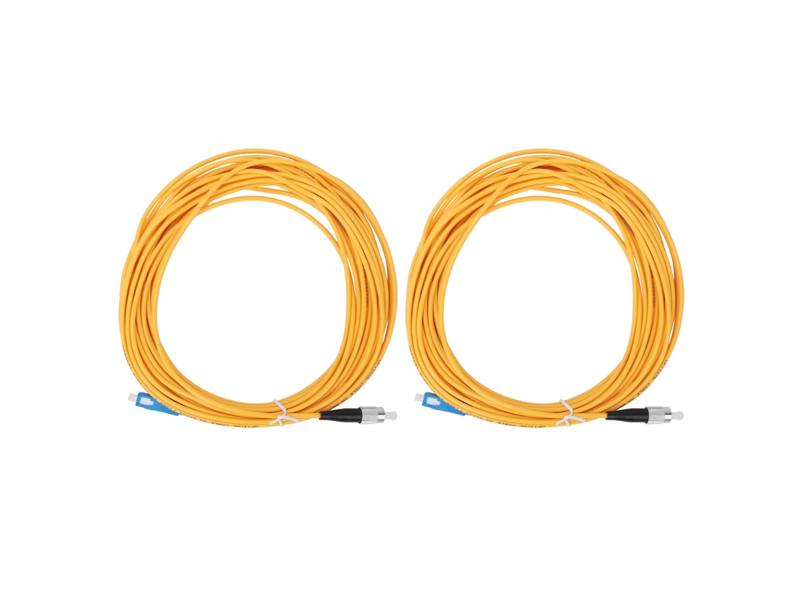 Cabo de Fibra Óptica 2 Peças, Modo Single, SC FC, Núcleo Cerâmico, PVC, 10 Metros, Amarelo